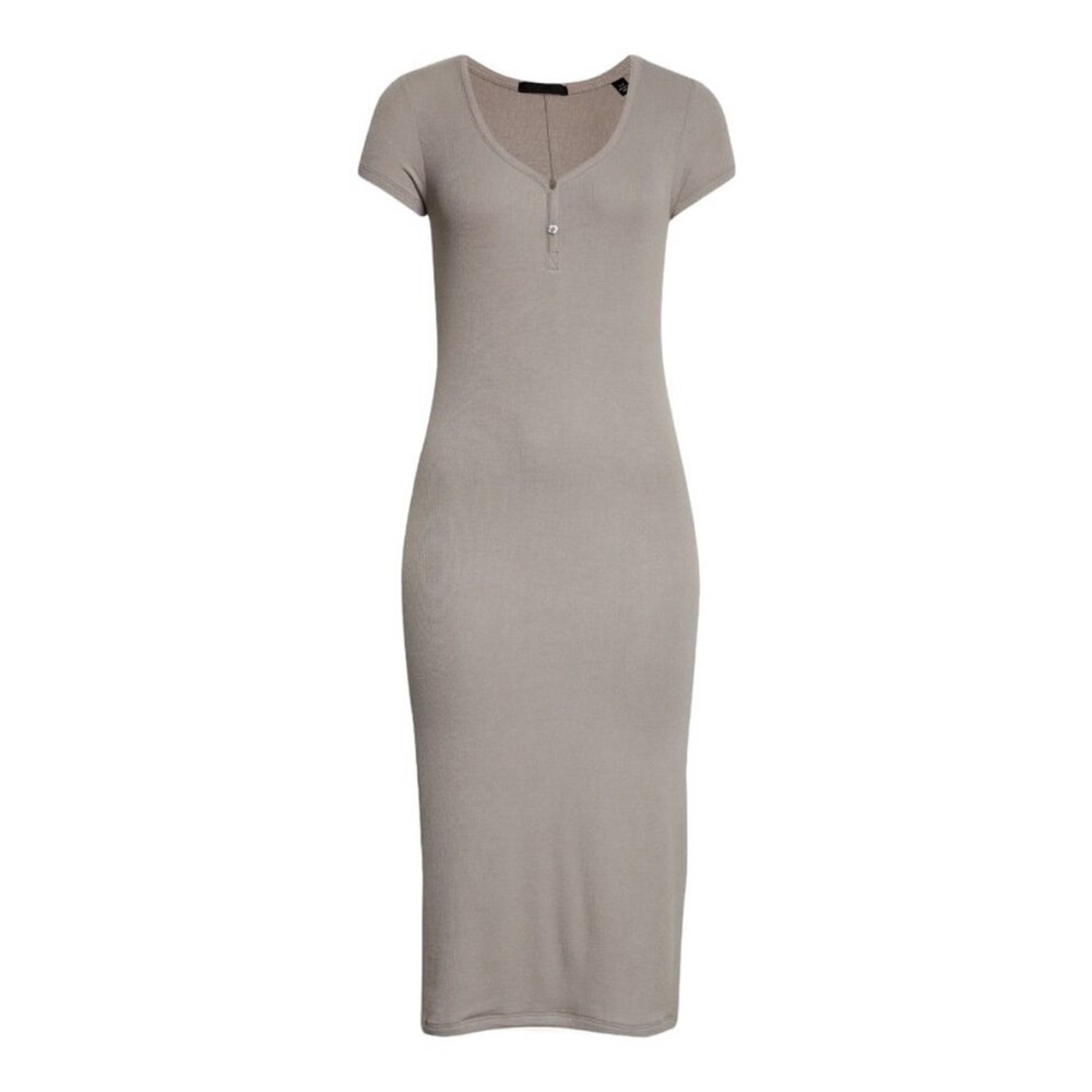 ATM Jay Ribbed Modal Stretch Dress in Snake Gray size small NWT